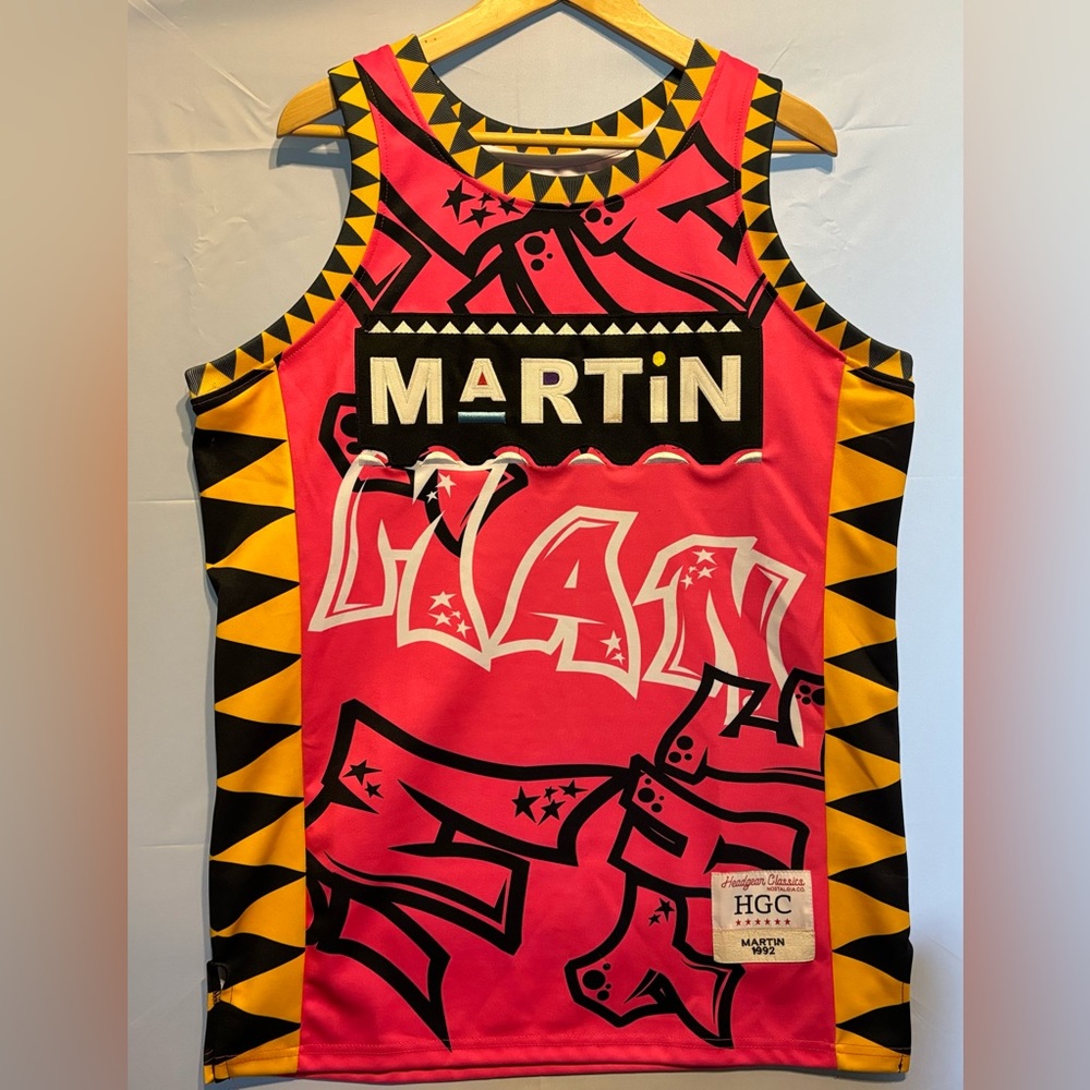 MARTIN Rare 90’s Show Stitched Basketball Jersey Headgear Classic Size Large